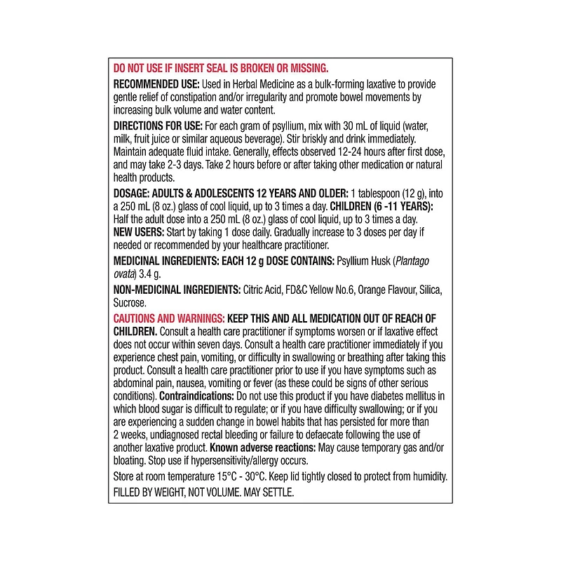 Laxatif de fibres saveur d'orange Equate 864 g (72 doses)