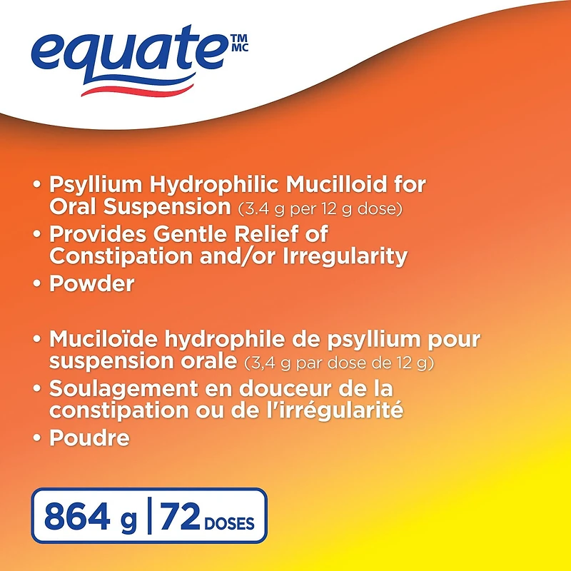 Laxatif de fibres saveur d'orange Equate 864 g (72 doses)