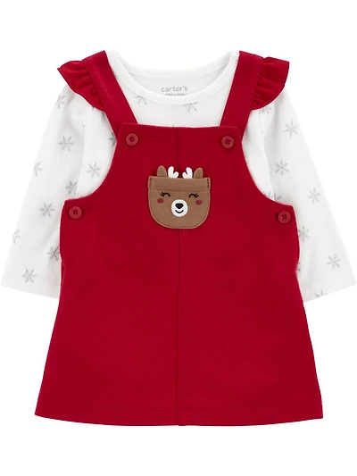 Carter's Child of Mine Baby Girls' Reindeer Jumper Dress Set Sizes Newborn-6/9M