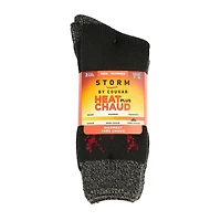 Storm by Cougar Men's 2 Pair Pack Heat Plus Crew Socks, Men's Heat Plus Crew Sock