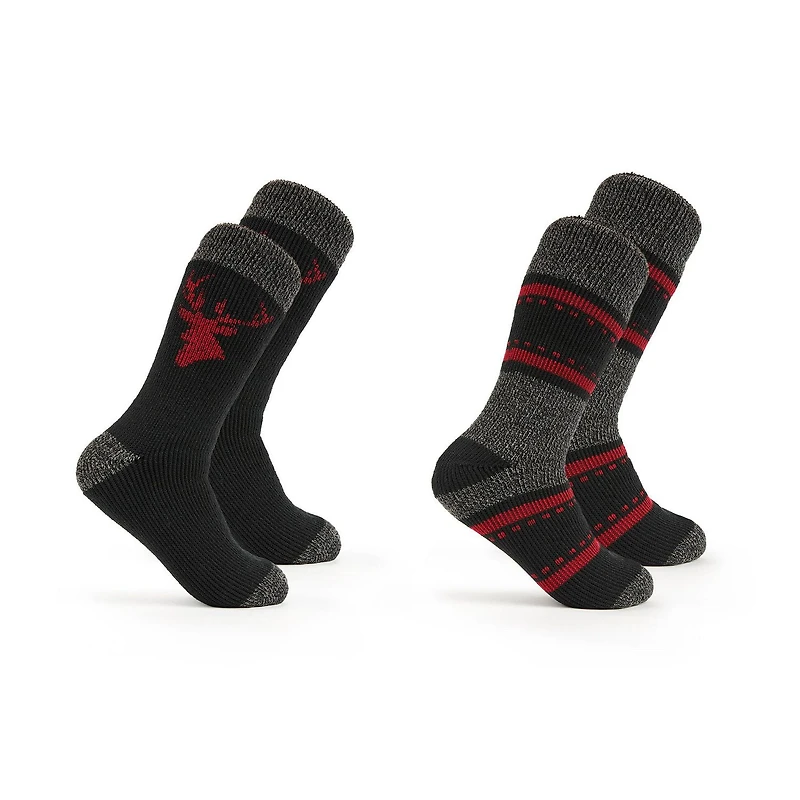 Storm by Cougar Men's 2 Pair Pack Heat Plus Crew Socks, Men's Heat Plus Crew Sock