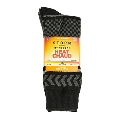 Storm by Cougar Men's 3 Pair Pack Heat Crew Socks