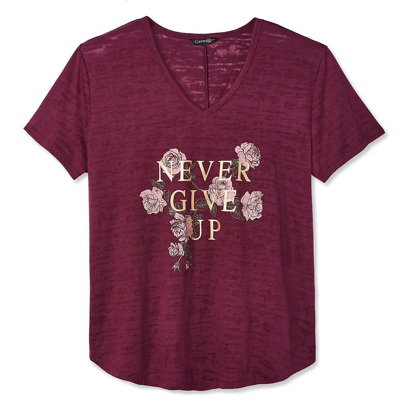 George Plus Women's Burnout Tee with Screen Print
