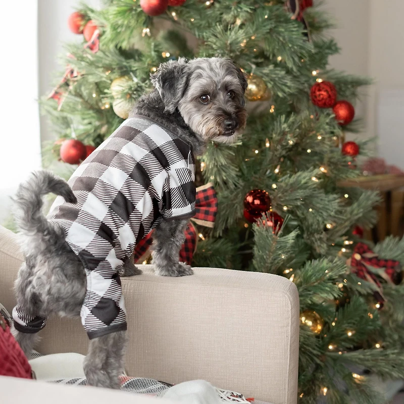 Vibrant Life Pyjama de vacances à carreaux pour animaux de compagnie – Pyjama pour chien et chat – Noir et blanc