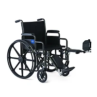 Medline Fauteuil roulant de base en nylon K1 de 40,6 cm de large avec accoudoirs de bureau pivotants et repose-jambes élévateurs.