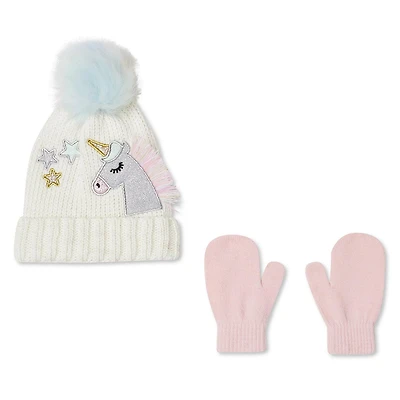 Ensemble 2 pièces avec tuque et mitaines George pour petites filles