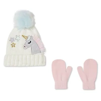 Ensemble 2 pièces avec tuque et mitaines George pour petites filles