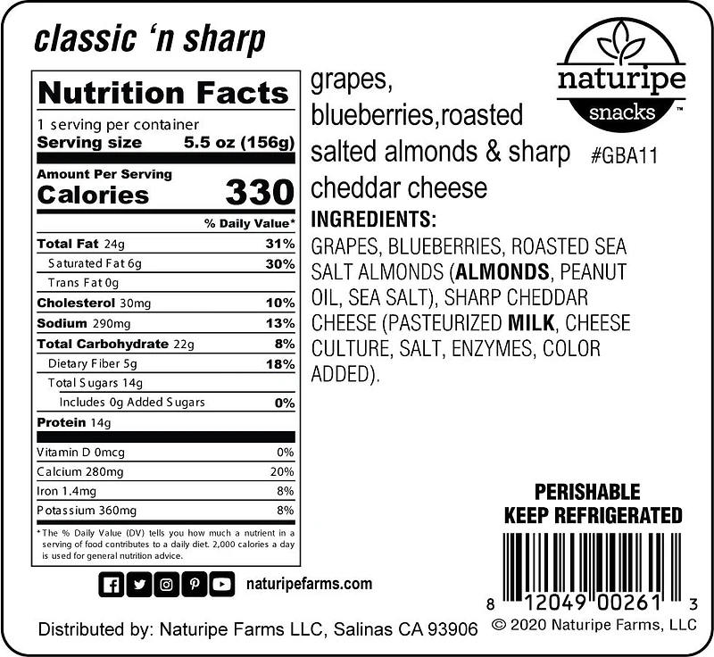 Naturipe Snacks Classic ’N Sharp Boost Bento