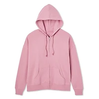 No Boundaries Women's Oversized Fleece Zip-Up Hoodie, Sizes XXS-XXL