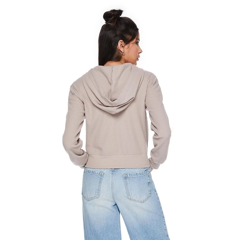 Haut à capuchon en tricot gaufré No Boundaries pour femmes