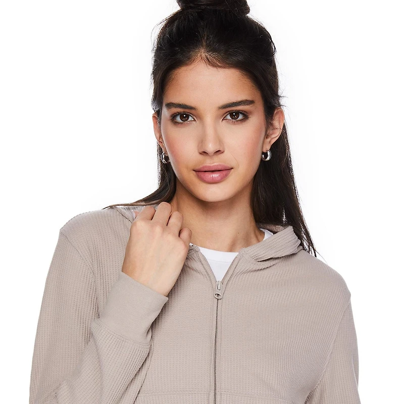 Haut à capuchon en tricot gaufré No Boundaries pour femmes