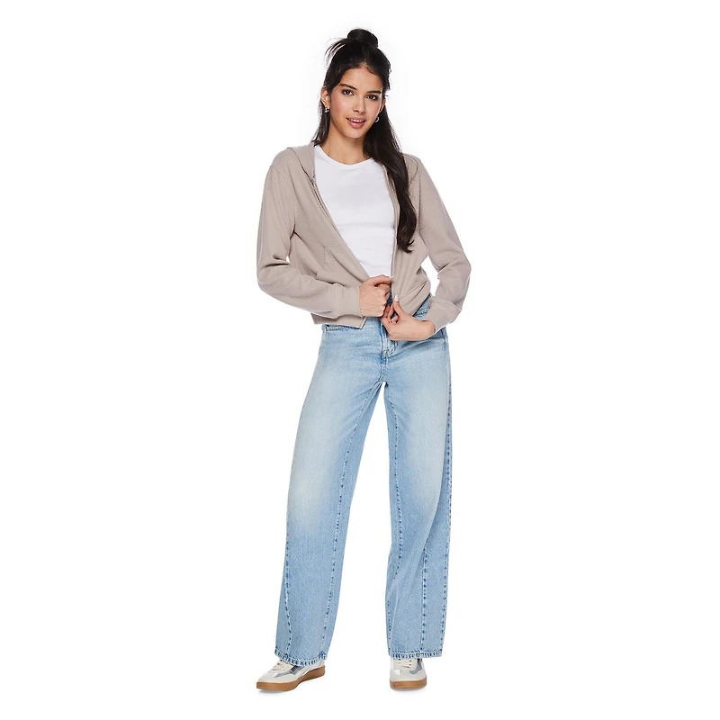 Haut à capuchon en tricot gaufré No Boundaries pour femmes