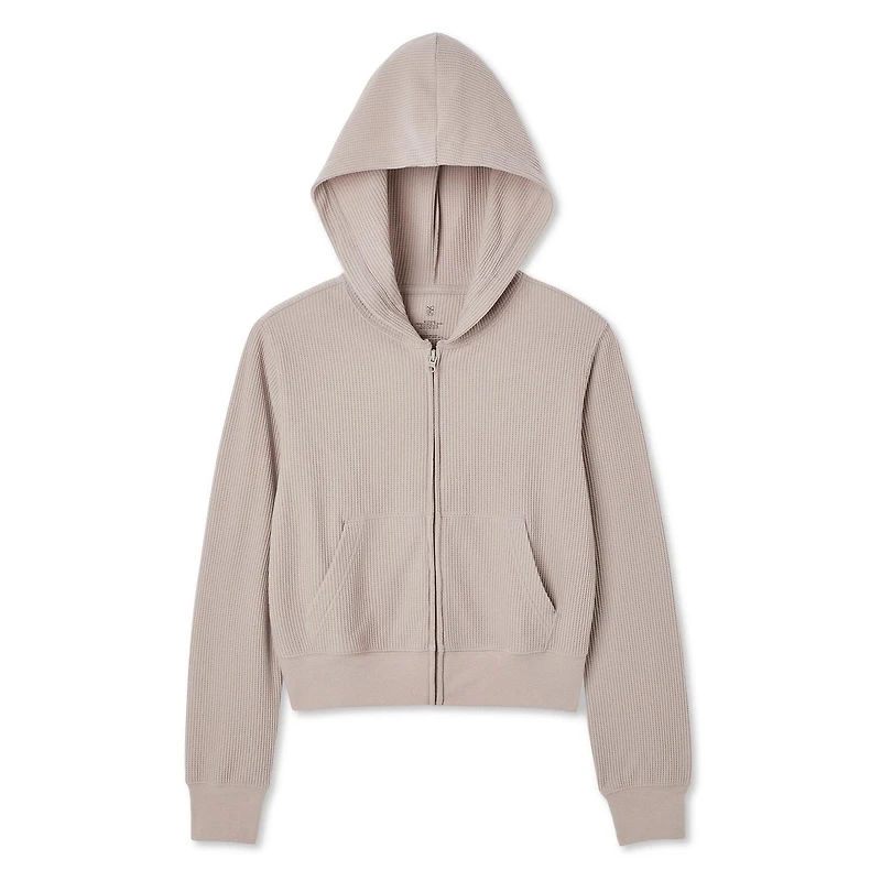 Haut à capuchon en tricot gaufré No Boundaries pour femmes