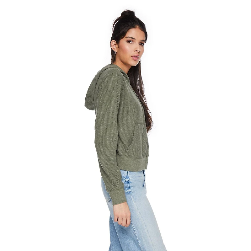 Haut à capuchon en tricot gaufré No Boundaries pour femmes