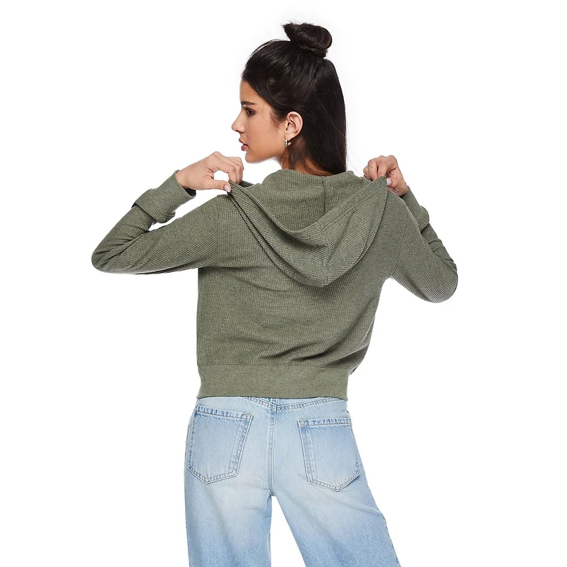 Haut à capuchon en tricot gaufré No Boundaries pour femmes