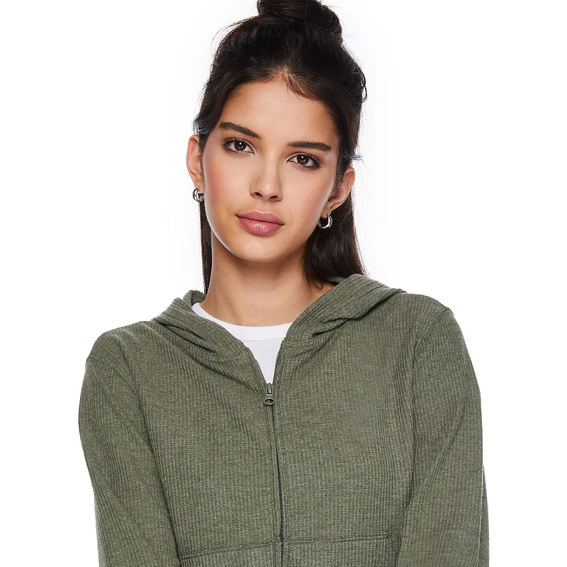 Haut à capuchon en tricot gaufré No Boundaries pour femmes