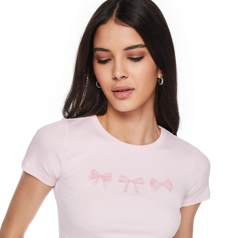 No Boundaries Women's Short Sleeve Baby Tee, Sizes XS-XXL