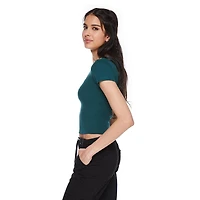 No Boundaries Women's Short Sleeve Baby Tee