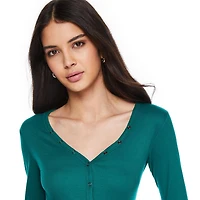No Boundaries Women's Long Sleeve Henley Top