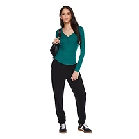No Boundaries Women's Long Sleeve Henley Top