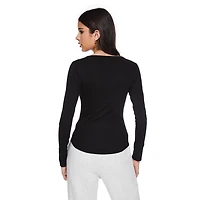 No Boundaries Women's Long Sleeve Henley Top, Sizes XS-XXL