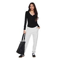 No Boundaries Women's Long Sleeve Henley Top, Sizes XS-XXL