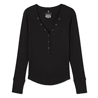 No Boundaries Women's Long Sleeve Henley Top, Sizes XS-XXL