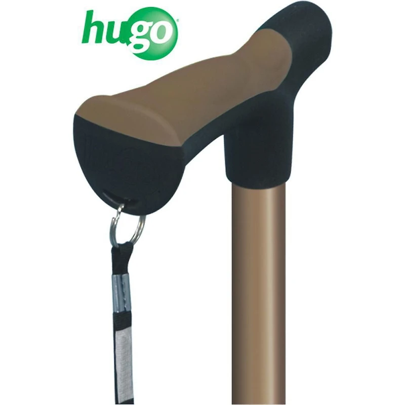 Hugo Adjustable Derby Handle Cane with Reflective Strap, Cocoa