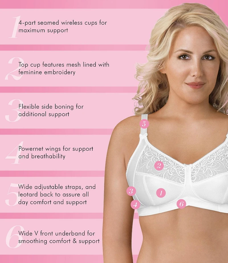 Exquisite Form #9600514 FULLY Soft Cup Bra, Wire-Free, Embroidered Mesh