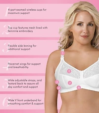 Exquisite Form #9600514 FULLY Soft Cup Bra, Wire-Free, Embroidered Mesh