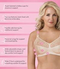 Exquisite Form #9600514 FULLY Soft Cup Bra, Wire-Free, Embroidered Mesh