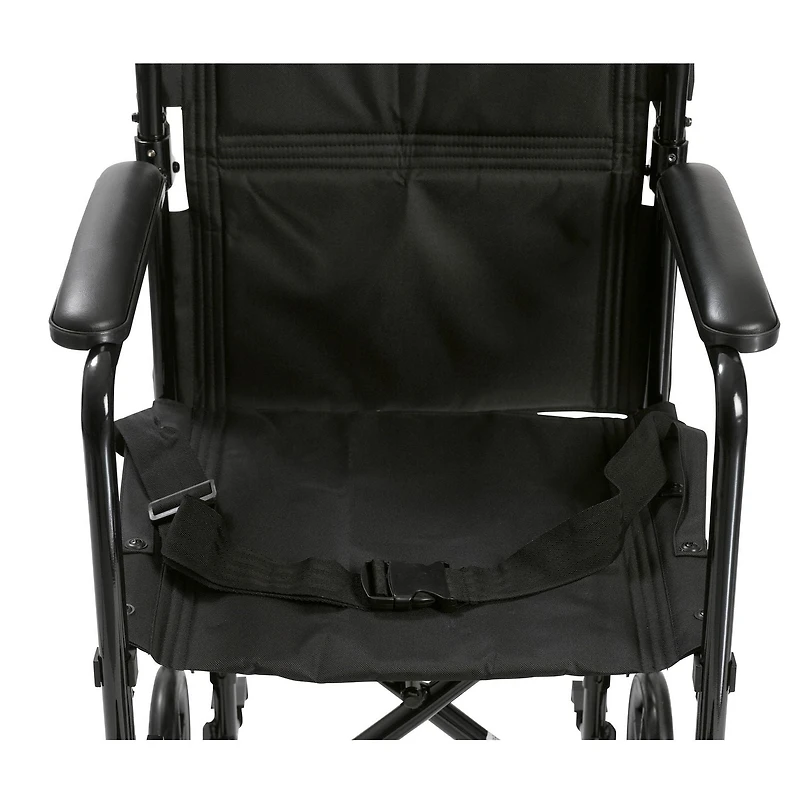 Fauteuil de transport léger en noir avec siège de 17 po de Drive Medical