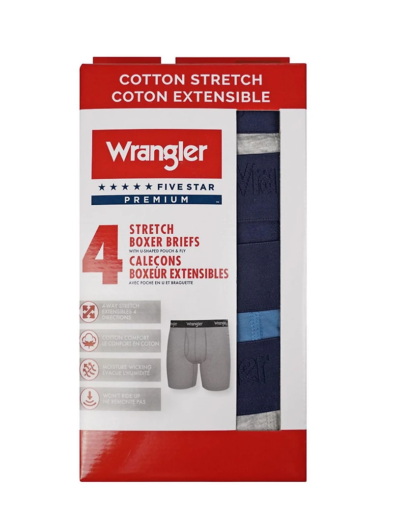 Wrangler Ensemble boxer en coton stretch pour homme Paquet de 4