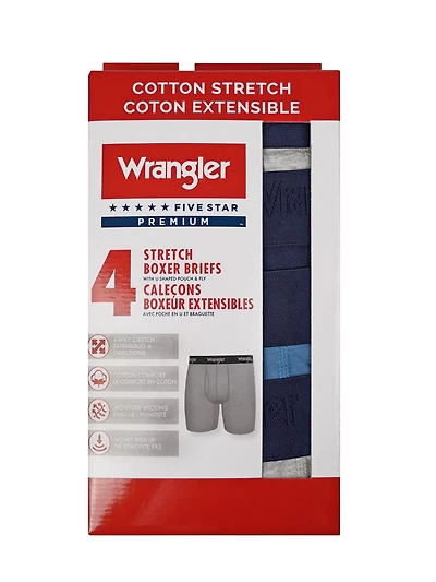 Wrangler Ensemble boxer en coton stretch pour homme Paquet de 4