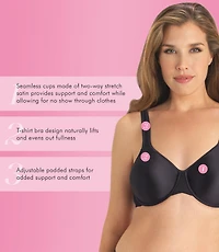 Exquisite Form #9675123 FULLY Full-Support T-Shirt Bra, Seamless Cups, Stretch Satin, Underwire, Sizes 36C - 42DD