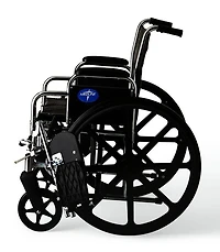 Medline Excel Wheelchair, Removable Desk-Length Arms, Elevating Leg Rests, Black, 18"