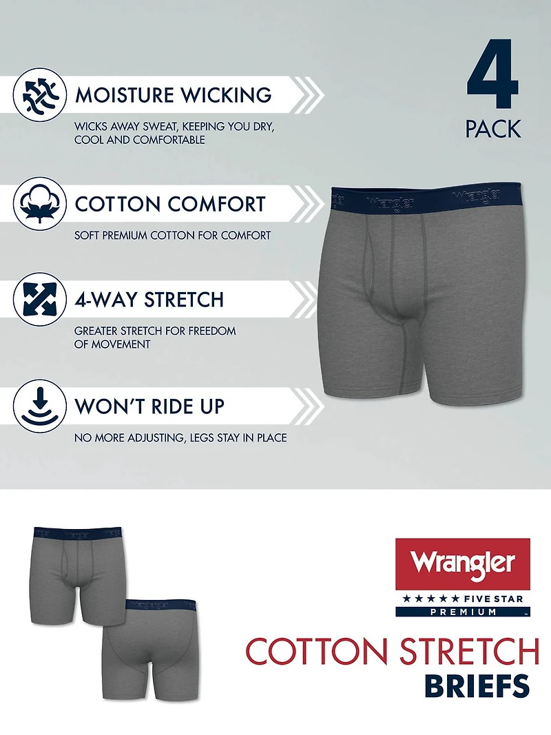Wrangler Ensemble boxer en coton stretch pour homme Paquet de 4