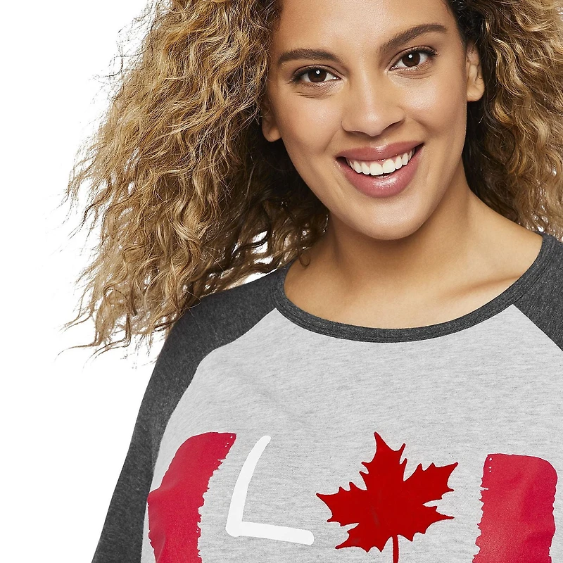 Love Ellen DeGeneres - Tee-shirt à drapeau de baseball raglan pour femmes