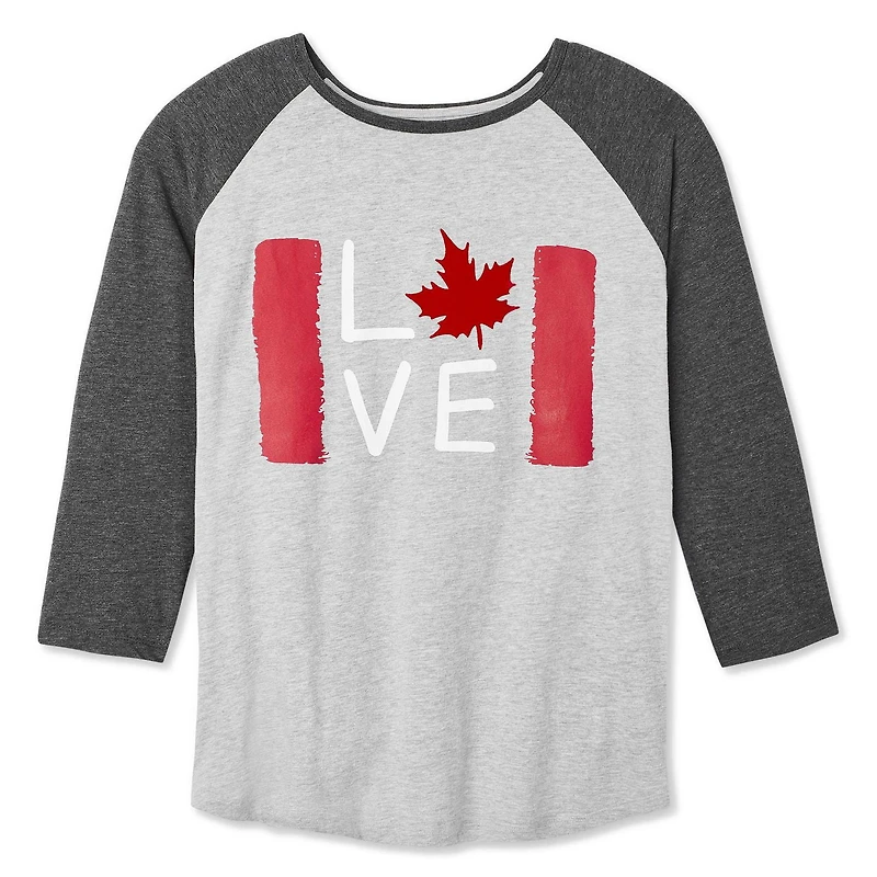 Love Ellen DeGeneres - Tee-shirt à drapeau de baseball raglan pour femmes