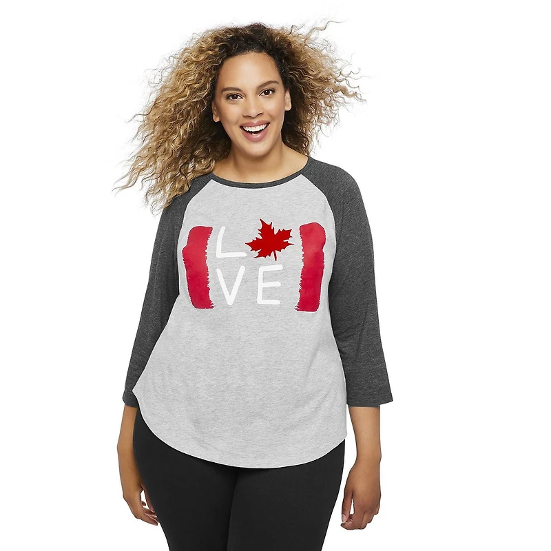 Love Ellen DeGeneres - Tee-shirt à drapeau de baseball raglan pour femmes