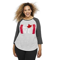 Love Ellen DeGeneres - Tee-shirt à drapeau de baseball raglan pour femmes