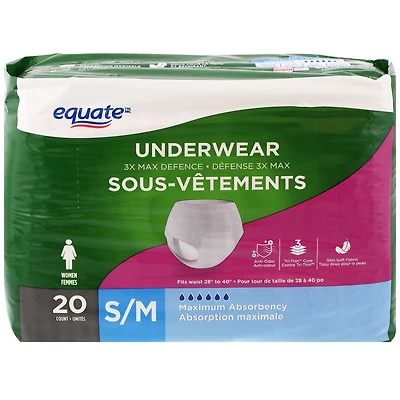 Sous-vêtements pour l'incontinence Défense 3X Max Equate