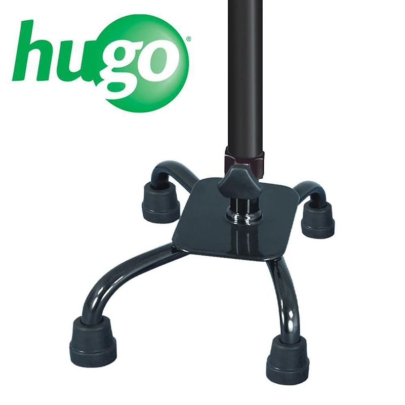 Hugo Ebony Adjustable Quad Cane for Right or Left Hand Use, Small Base