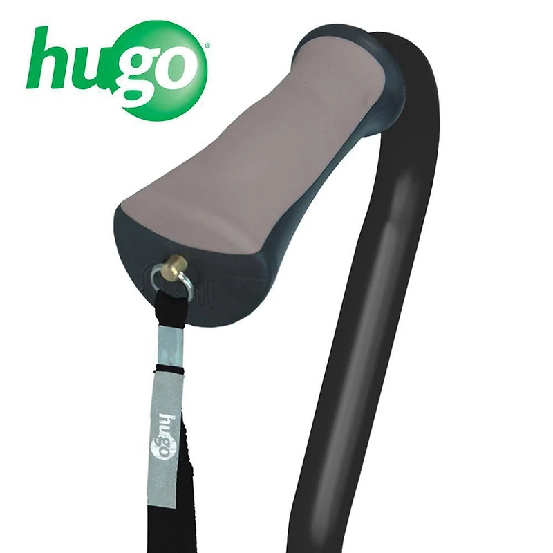 Hugo Ebony Adjustable Quad Cane for Right or Left Hand Use, Small Base