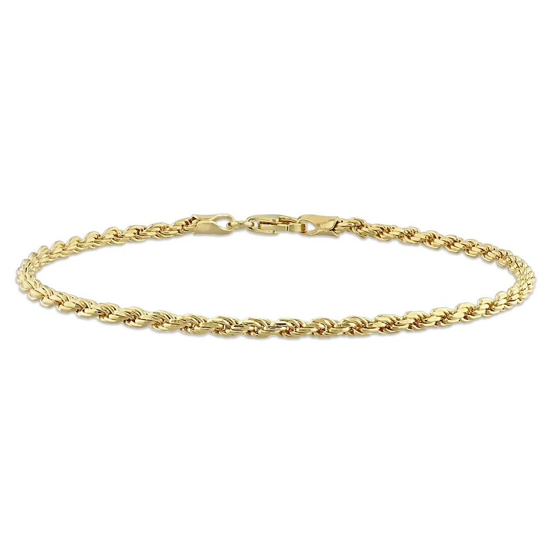 Bracelet en chaîne tressée de Miabella en argent sterling plaqué or jaune 18K