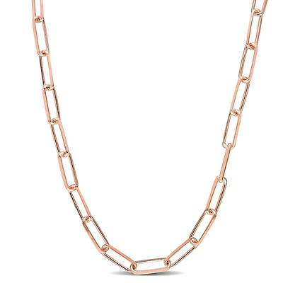 Collier trombone de coupe diamant de Miabella en argent sterling plaqué or rose 18K