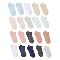 George Girls' Low-Cut Socks 20-Pack, Sizes 11/2-3/6