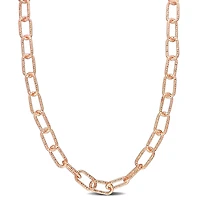 Miabella 18K Rose Gold Plated Sterling Silver Paperclip Necklace