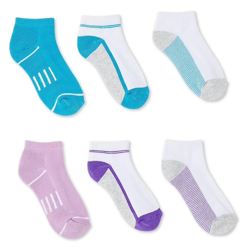 Athletic Works Girls' Anklet 6-Pack, Sizes 11/2-3/6