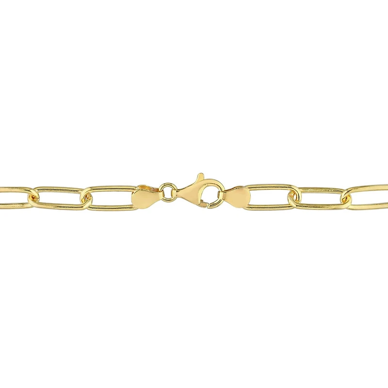 Miabella 18K Yellow Gold Plated Sterling Silver Paperclip Men's Bracelet